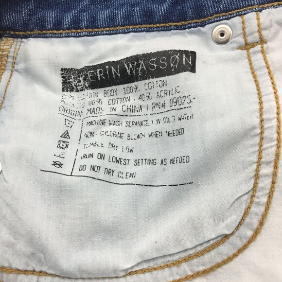 PS Erin Wasson Distressed Denim Shorts Duplicate Stitch Knit Back Pockets 28W - Picture 9 of 10